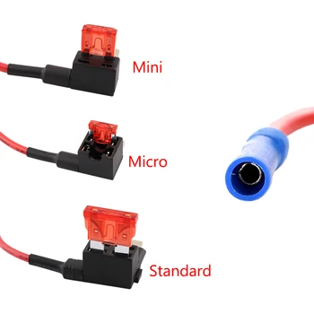 

12V Car Fuse Holder Add-a-circuit TAP Adapter Micro/Mini/Standard ATM APM Blade Auto Fuses with 10A Blade Car Fuse with holder