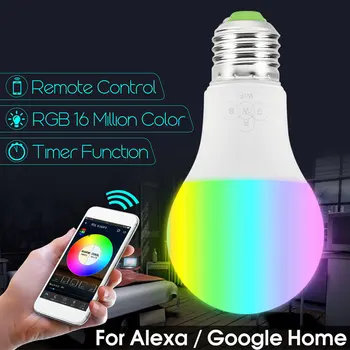 

10W RGB Light Bulb Lamp Smart WiFi Light Bulb Wake-Up Lights Compatible with Alexa and Google Assistant