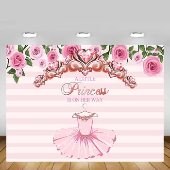 

Mehofond Newborn Princess Backdrop Pink Stripe Flower Girl Birthday Party Photography Background Decor Banner Photo Studio Props