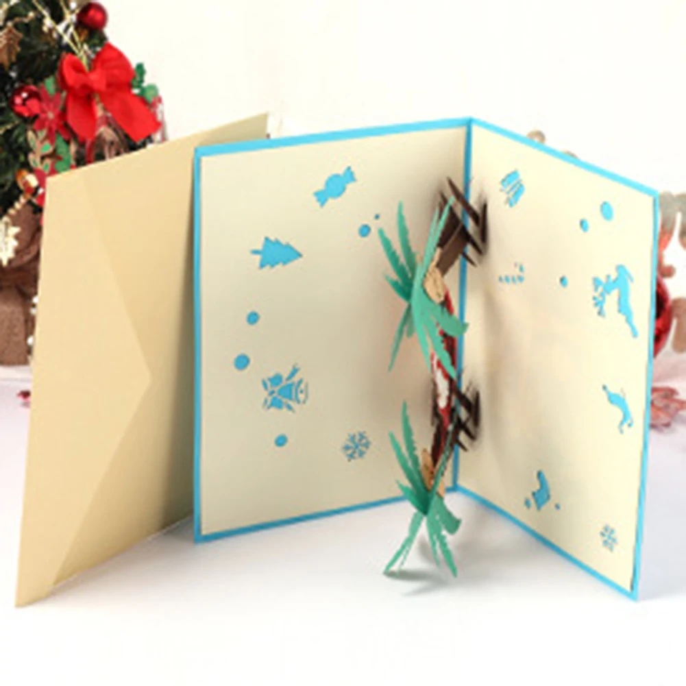  3D Coconut Tree Santa Christmas Birthday Greeting Invitation Cards Postcard Gift Holiday Supplies - 4000215577068