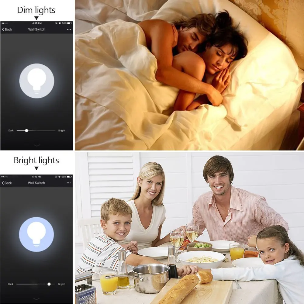 Smart WiFi Dimmer Light Switch Glass Touch Panel Wireless Remote Timing Function Control work with Alexa Google Home Assistant