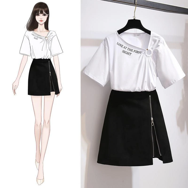 all white 2 piece skirt set