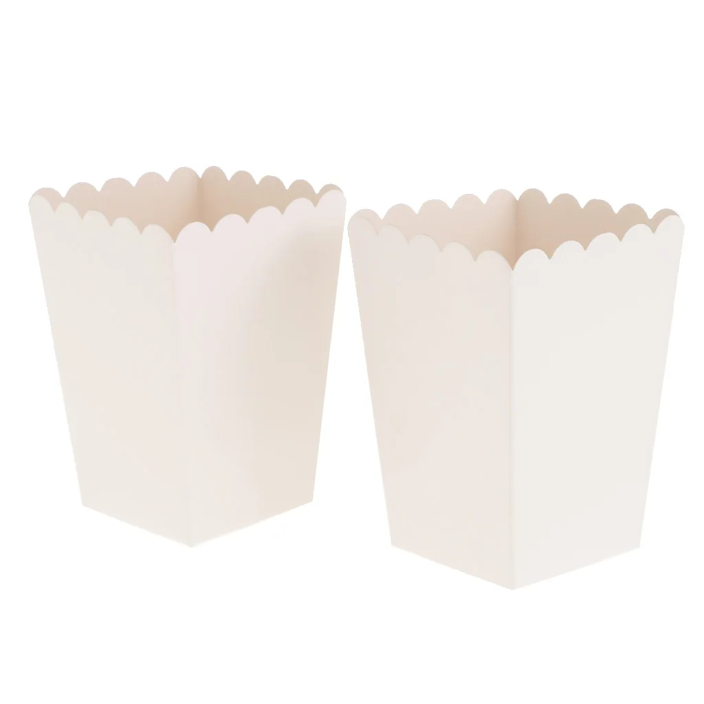 12pcs Pure White Movie Theater Popcorn Boxes Containers Paper Popcorn Bags