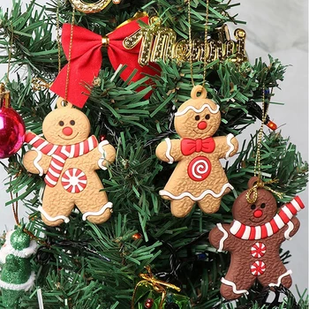 

12PCS/Set Gingerbread Man Christmas Tree Ornaments Xmas Trees Hanging Pendant New Year Christmas Home Decoration Gifts Dropship