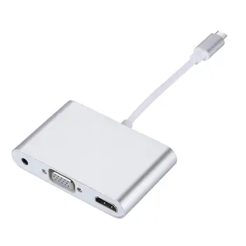 

LYBALL Type-C to HDMI VGA 3.5mm Audio Adapter 3in1 USB-C Converter Cable HUB for Macbook ChromeBook Pixel Samsung S8 S9 Huawei