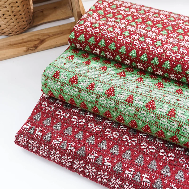 Knit Christmas Fabric Yard Jacquard Sweater Knit Fabric Christmas