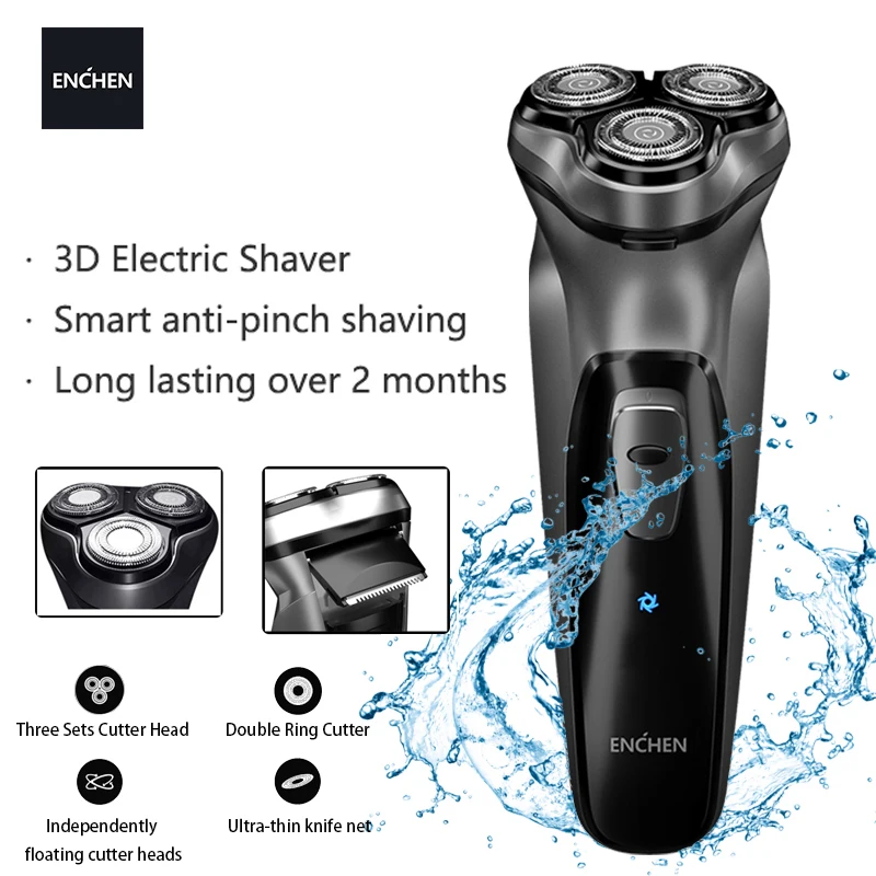 

Enchen Electric face Shaver BlackStone 3D Electric Machine Razor Beard Washable USB Type-C Rechargeable for Men gifts
