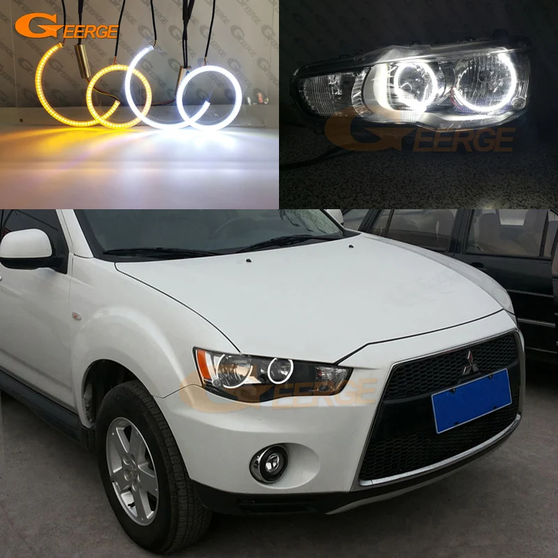 Для Mitsubishi Outlander 2010 2011 галогенные фары ультра яркий двойной цвет переключение led Ангельские Глазки drl поворотник
