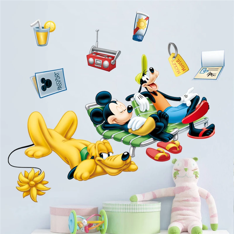 Cartoon Disney Mickey Goofy Pluto Vacation Wall Stickers For Kids Room Bedroom Home Decor Wall Decal PVC Mural Art DIY Wallpaper Cartoon Disney Mickey Goofy Pluto Vacation Wall Stickers For Kids Room Bedroom Home Decor Wall Decal PVC Mural Art DIY Wallpaper