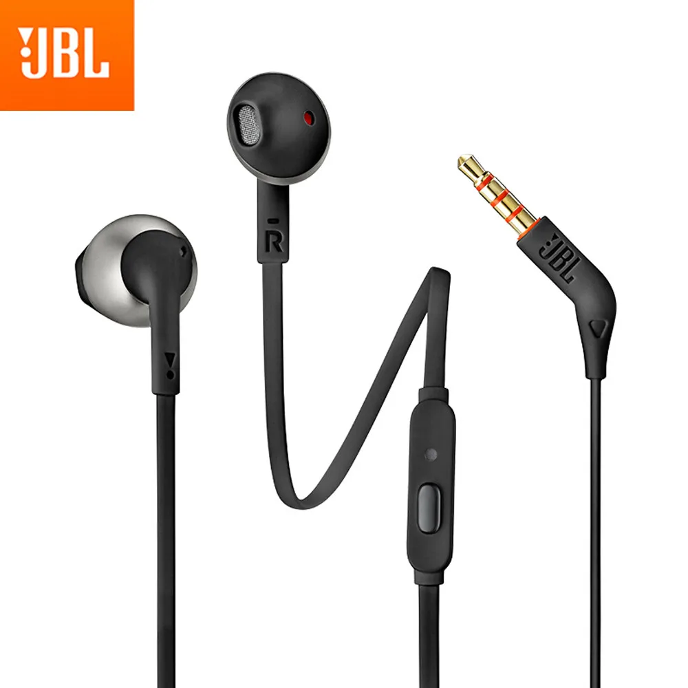 Проводные наушники JBL T205 музыкальные для игр спортивные гарнитуры с микрофоном