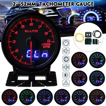 

Eluto Car Universal 2 Inch 52mm Tachometer RPM Gauge Meter Digital & Indicator Pin Double Display 10 Color LED Tinted Face Tach