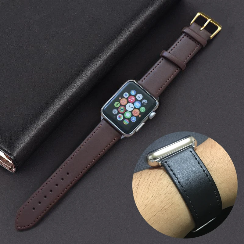 Выбранный материал кожаный ремешок для Apple Watch ремешок для iWatch 42 мм 38 мм 40 мм 44 мм серия звеньев 1 2 3 4 серия 5