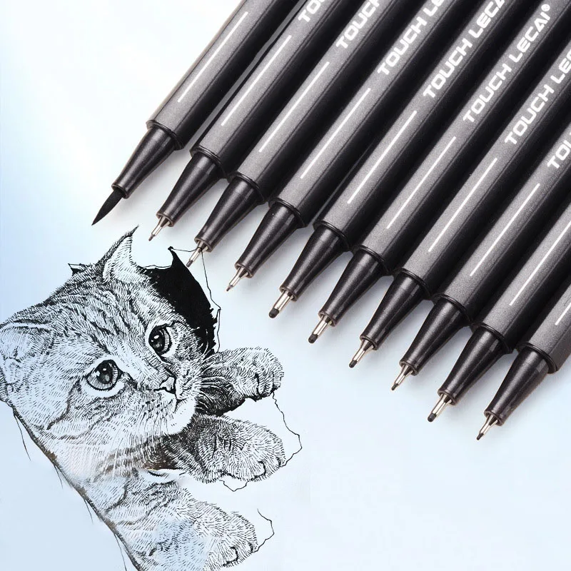 10 unids/set impermeable pigmento bien de dibujo pluma de aguja negro dibujo marcador pluma profesional micras pluma Escuela de papelería