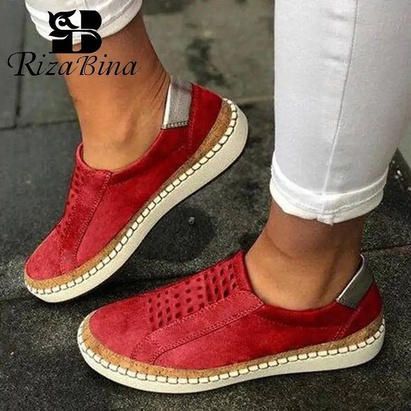 

RizaBina 5 Color New Women Flats Shoes Round Toe Slip On Leisure Shoes Soft Bottom Comfort Daily Women Footwear Size 35-43