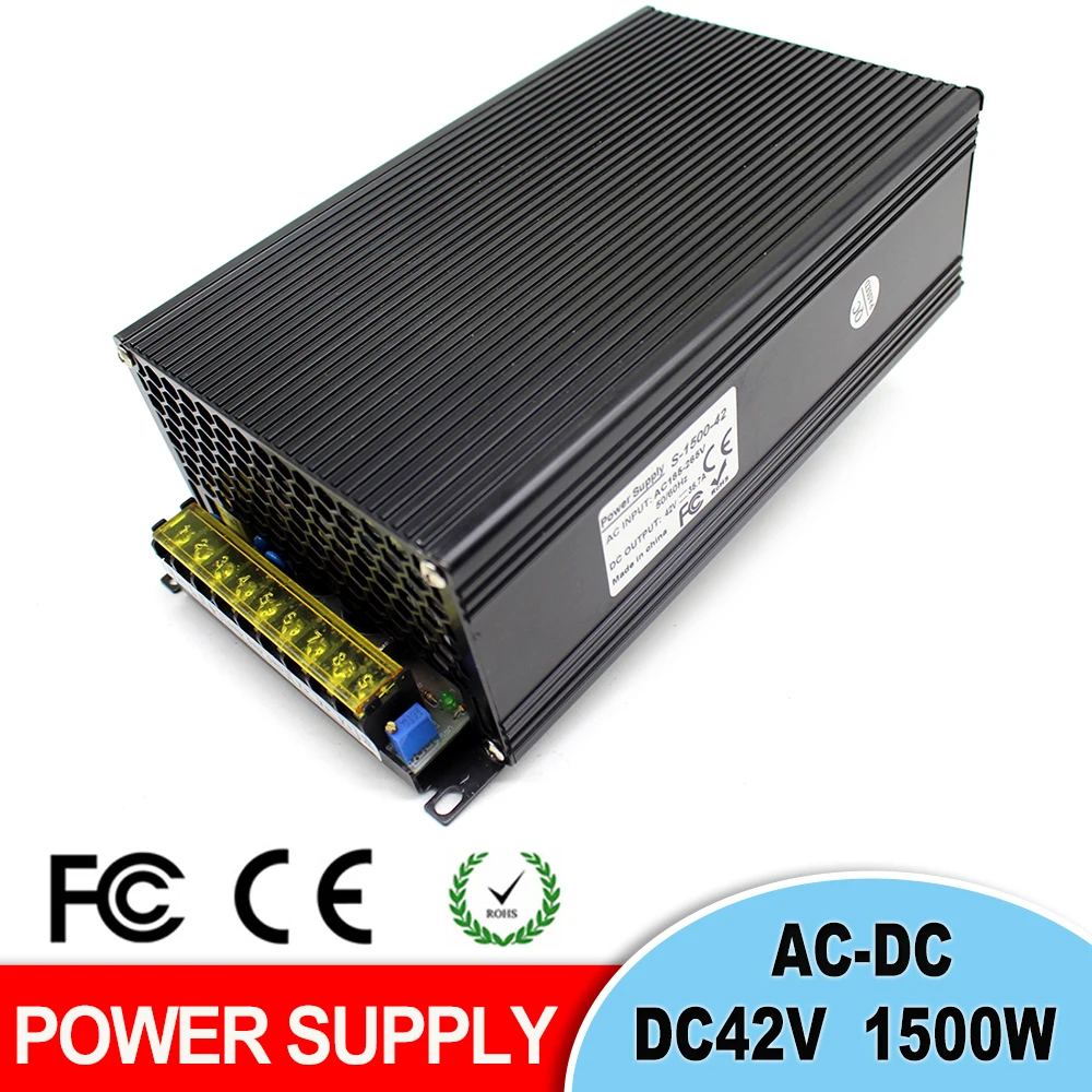 Источник питания светодиодный драйвер DC 42V 35.7A 1500w Трансформатор AC110V 220V к DC42V