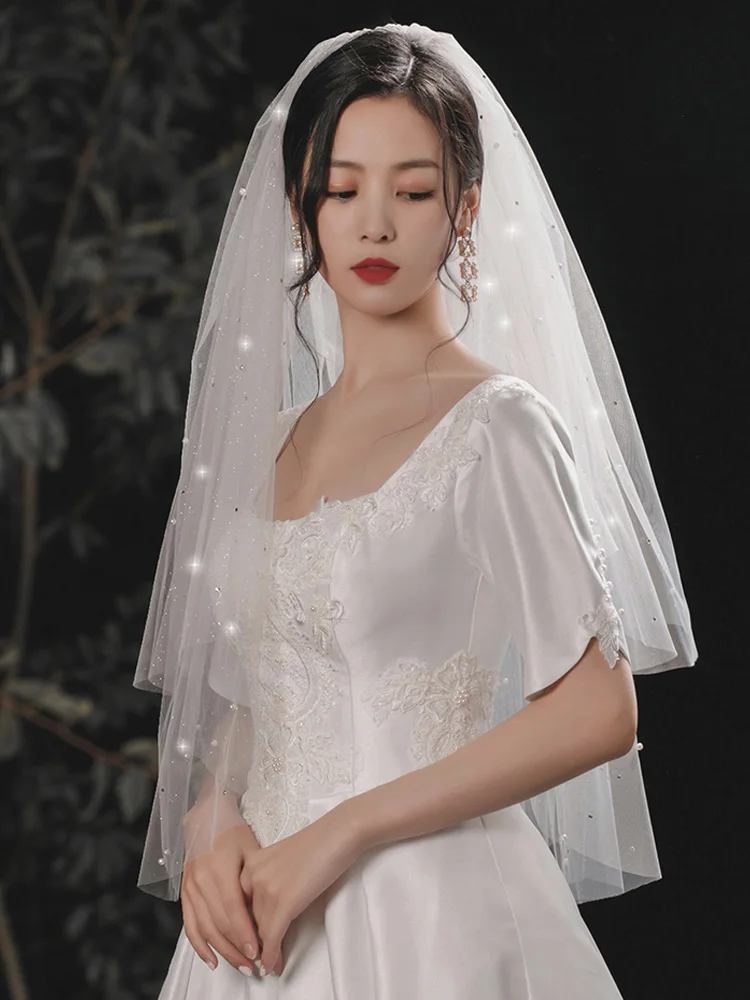 

Фея короткие свадебная фата цвета слоновой кости свадебная фата с бисером расческа из тюля высокого качества Бесплатная доставка