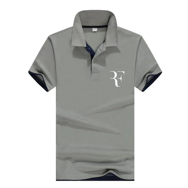 grey Navy blue Летняя модная деловая Мужская рубашка поло мужская хлопковая рубашка с коротким рукавом Бренды майки мужские s Майки, футболки поло плюс размер M-XXX - Цвет: grey Navy blue