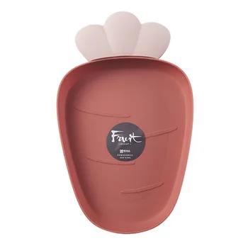 

2pcs Kitchen Radish Shape Living Room Snack Storage Anti Slip Large Capacity Fruit Tray Home Easy Clean Desktop Food Plate Cute