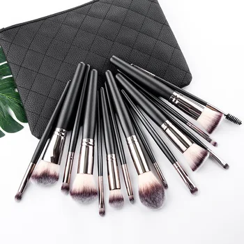 

New Style 15 Makeup Brush Set Full Set Matte Black Face Powder Blush Brush Makeup Tool