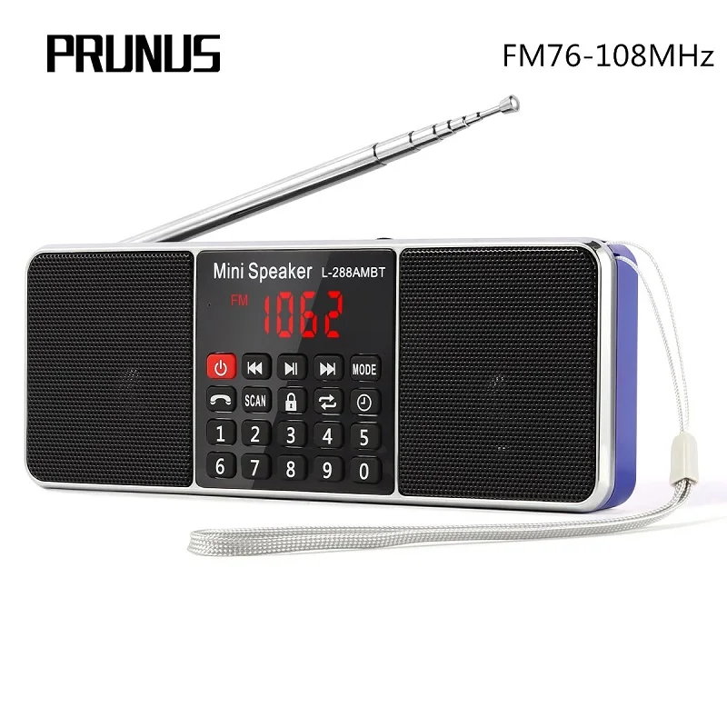

PRUNUS L-288 portable radio AM FM radio receiver rechargeable Stereo Bluetooth Speaker support TF Card /AUX /U-disk MP3 play