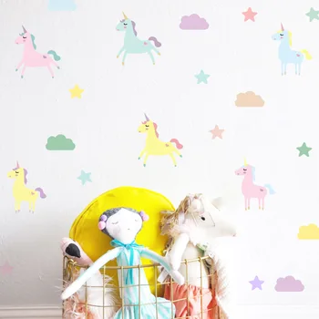 

29pcs Multicolor Unicorn Clouds Wall Stickers for Children's Cartoon Sticker for Living Room Bedroom gift fun life PA116