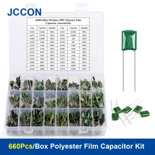 

660Pcs/Box Polyester Film Capacitor Assorted Kit 100V 24Values 0.22nF-470nF Film Capacitor Box Assorstment Kit