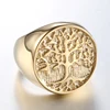 CXQNEWA Men Women Stainless Steel Gold Life Tree 8-13# Ring Punk Unisex High Quality Finger Ring Plant Pattern Jewelry Wholesale ► Photo 2/6