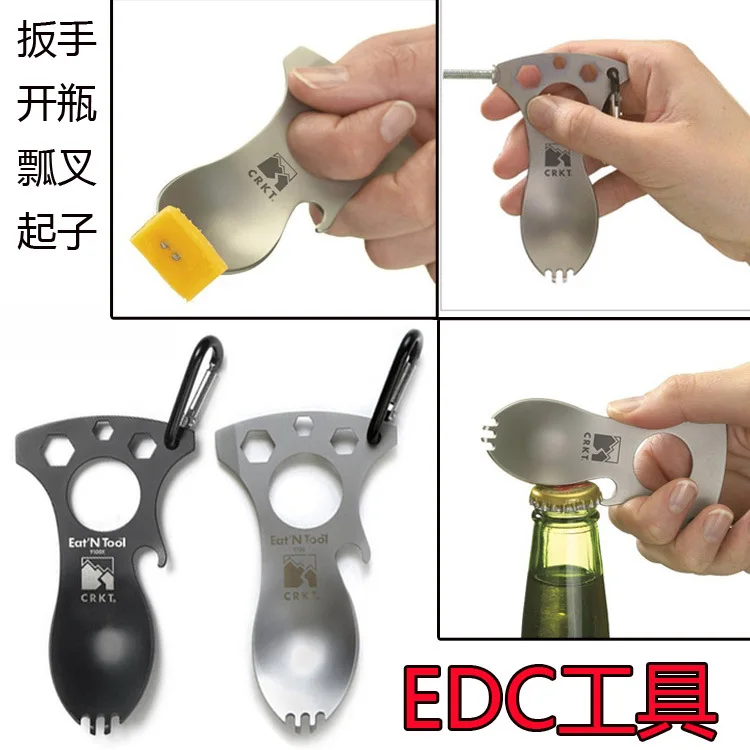 

Outdoor Portable Tool Camping Equipment Outdoor Multi-functional Stainless Steel Spoon Fork Bottle Opener Wrench