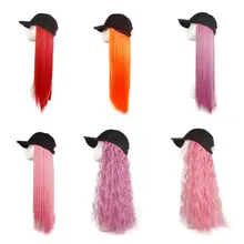 Мода диких женщин крышка парик цвет длинные прямые волосы кудрявый цельный бейсбольная шляпа C6UD