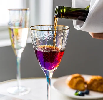

2 Pcs/lot 270ml/280ml rainbow fashion red wine glass high quality multicolor Champagne wine glass cups GLA-54