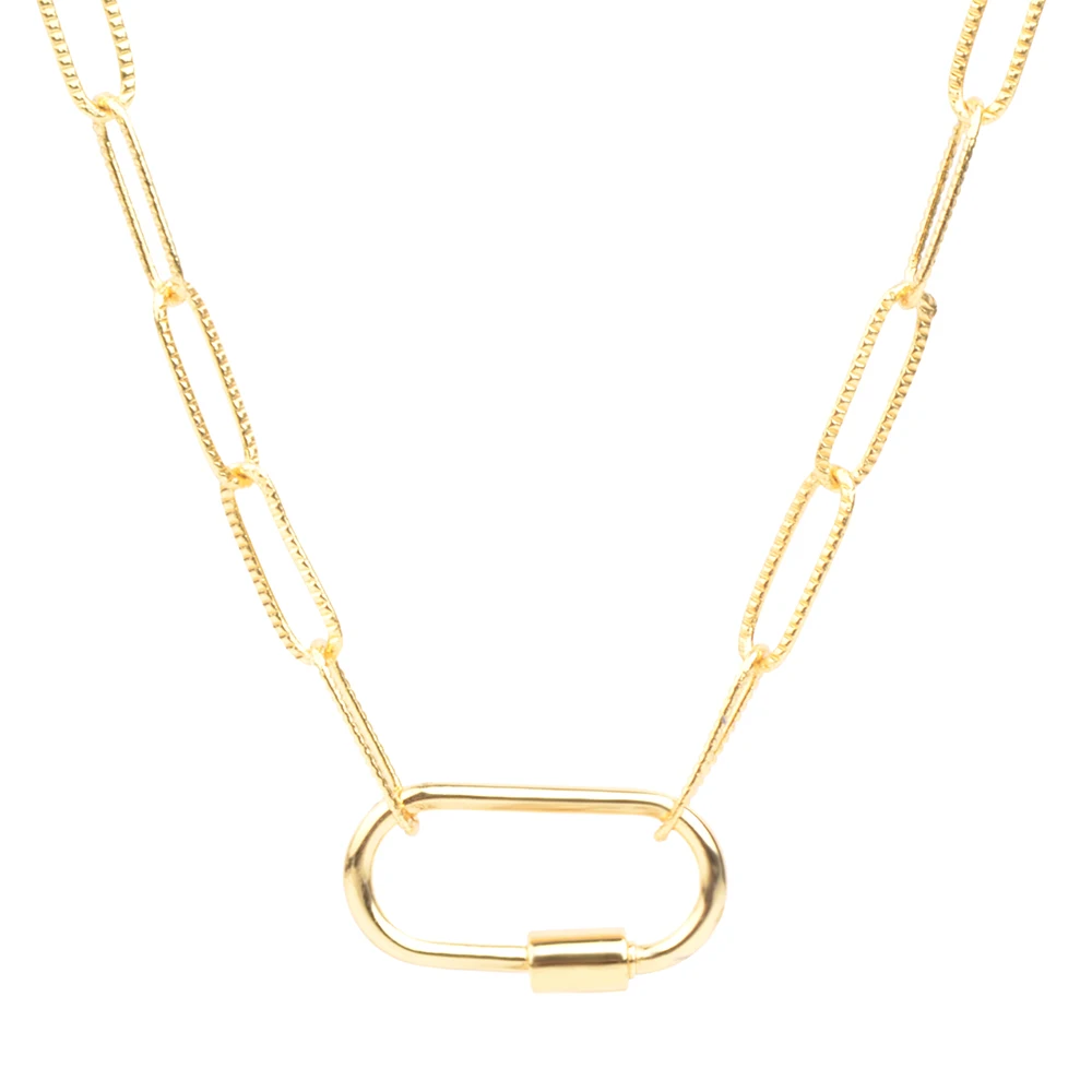 

Chanfar Chain Clasp Gold Color Necklace Long Size Linked Geometric Pendant Necklaces for Women Minimalist Choker Necklace