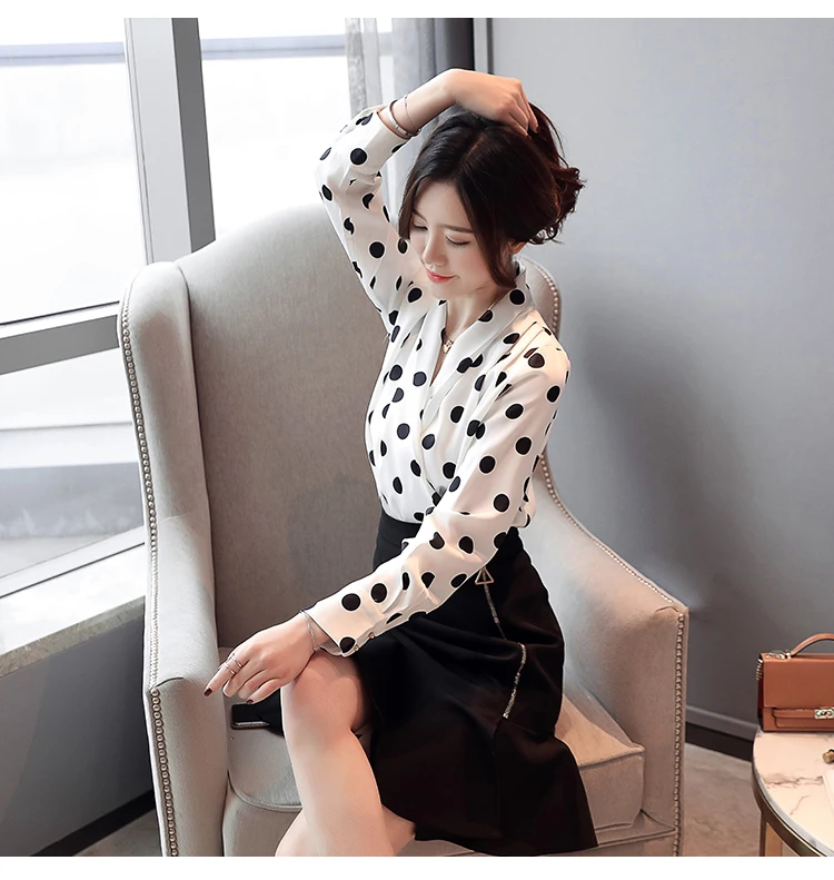 9 colors v-neck slim satin blouse shirt autumn new korean long sleeve wrap blouses OL office ladies white shirt tops