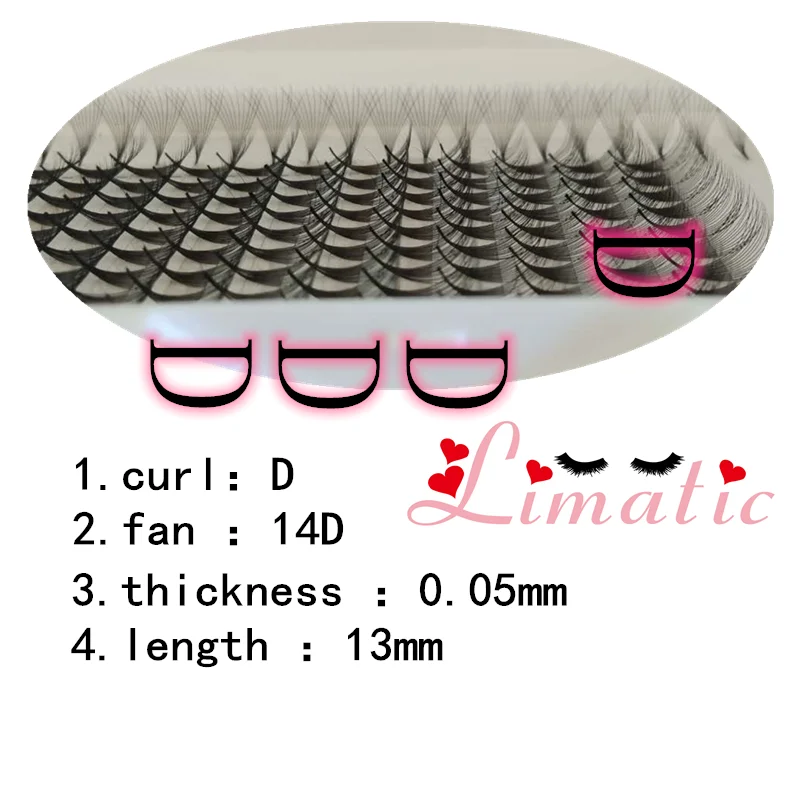 

D curl Premade Russian Volume Fans 2D-10D 12D 14D 16D 20D Premade Eyelash Extensions Supplies customizable label