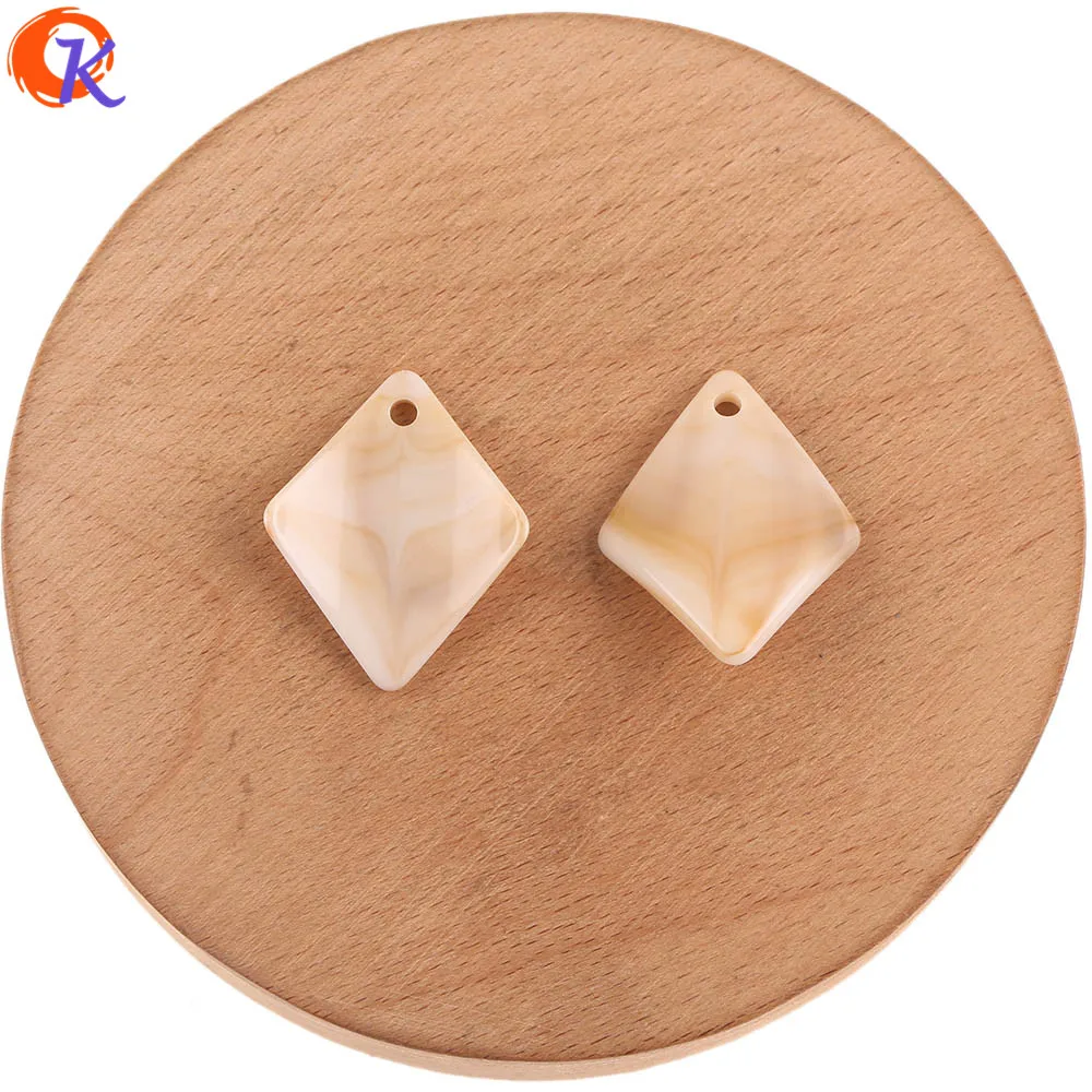 Cordial Design 24x30mm 200pcs Marble Effect/Curved Rhombus Shape Beads/Earrings Accessories/Parts/Hand Made Jewelry/Earring DIY - Цвет: Ivory