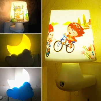 

LED Night Light Moon Cloud Shape Sensor Control Automatic Sleeping Lights US Plug Bedroom Decor Baby Kids Xmas Gift
