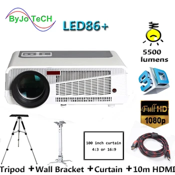 

Poner Saund LED86+ LED projector supports 1080P 1280x800 Proyector 5500 lumens With Tripod 10m HDMI Curtain Wall Bracket