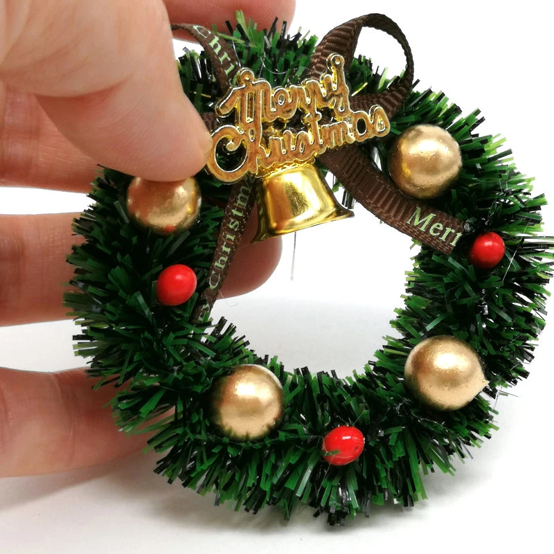 Miniature Christmas Wreath Mini Hanging Xmas Wreath Dollhouse Christmas Tree Garland Wall Grass Strip Decoration Accessories christmas decorations