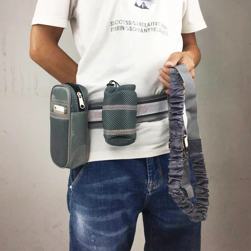 

Professional Running Waist Bag Belt for A Run with Dog Reflective Belt Elastic Band Big Dog Leash Dog Training Aids Pet Training