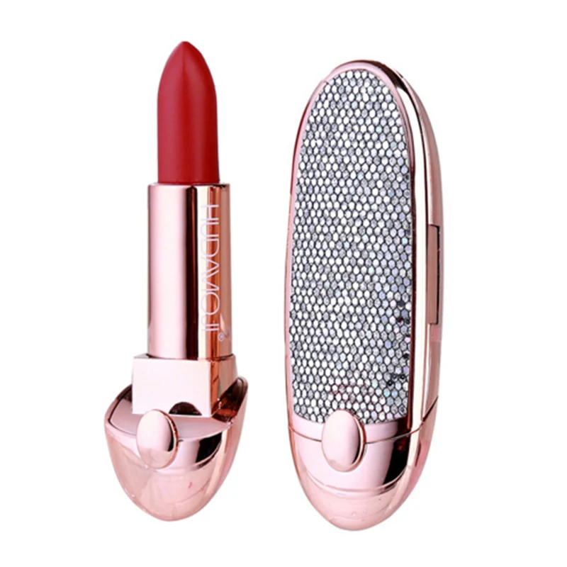 

Matte Lipstick Shiny Diamond Gold Silver Nude Waterproof Long Lasting 6 colors Gorgeous Makeup Cosmetics With Mirror