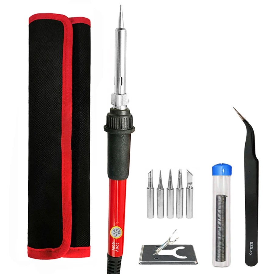 

60W Electric Soldering Irons Kit Temperature Adjustable soldering iron stand cleaner Iron Tips Welding Gun Repair Tools