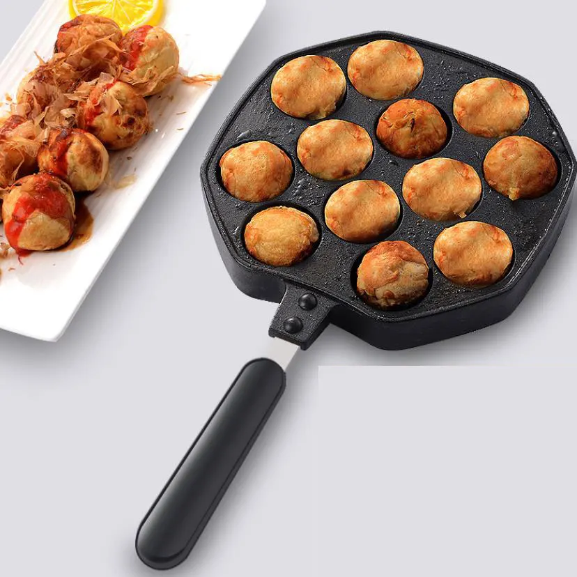 12-Holes Takoyaki Octopus Pan Maker Cake Octopus Maker Cake Cook Tools No-Stick Mold Pan Maker Japanese Takoyaki Pancake Maker