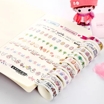 

10Pcs Kawaii Adhesive Tape Cute Cartoon Washi Tape Decor Masking Tapes For Kids Scrapbooking DIY Supplies Stationery