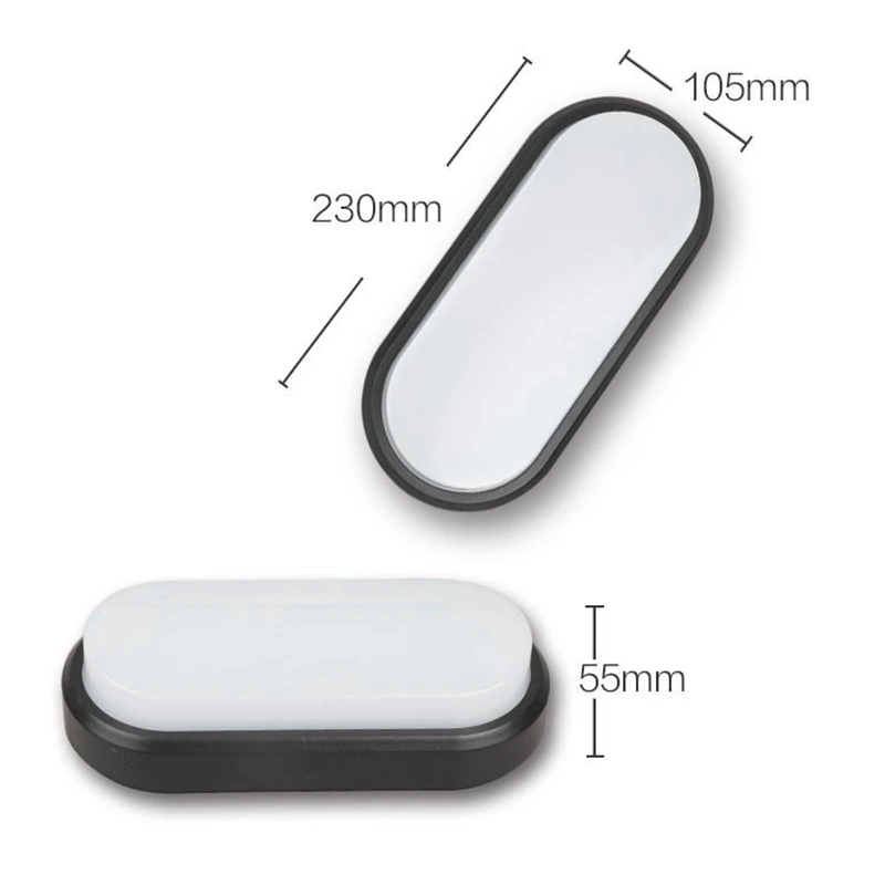 20W Modern LED Wall Lamp Moisture-Proof Ceiling Lamp Wall Mounted Oval Outdoor Garden Porch Bathroom Lighting