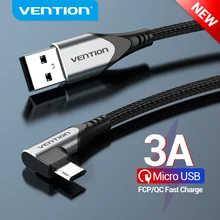 Cavo Micro USB Vention 3A cavo dati di ricarica rapida ad angolo retto per Xiaomi Remdi cavo caricabatterie USB per telefono cellulare Samsung Android