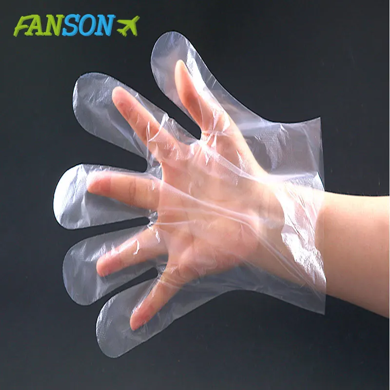 100PCS/Set Food Plastic Gloves Disposable Gloves Restaurant Eco-friendly Food Gloves Fruit Vegetable Gloves Kitchen accessories - Цвет: Transparent
