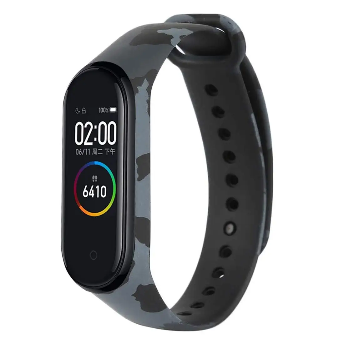 Camouflage gray Камуфляжный браслет для xiaomi mi Band 4 ремешок силиконовая лента с цветочным украшением аксессуары для xiaomi mi band 3 mi band 4 NFC Band - Цвет: Camouflage gray
