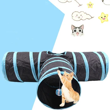 

Waterproof Foldable Tunnel Cat Educational Toys Kitten Non-woven Fabric Funny Tent Nest Ball Toy Pets Training Supplies 3 Holes