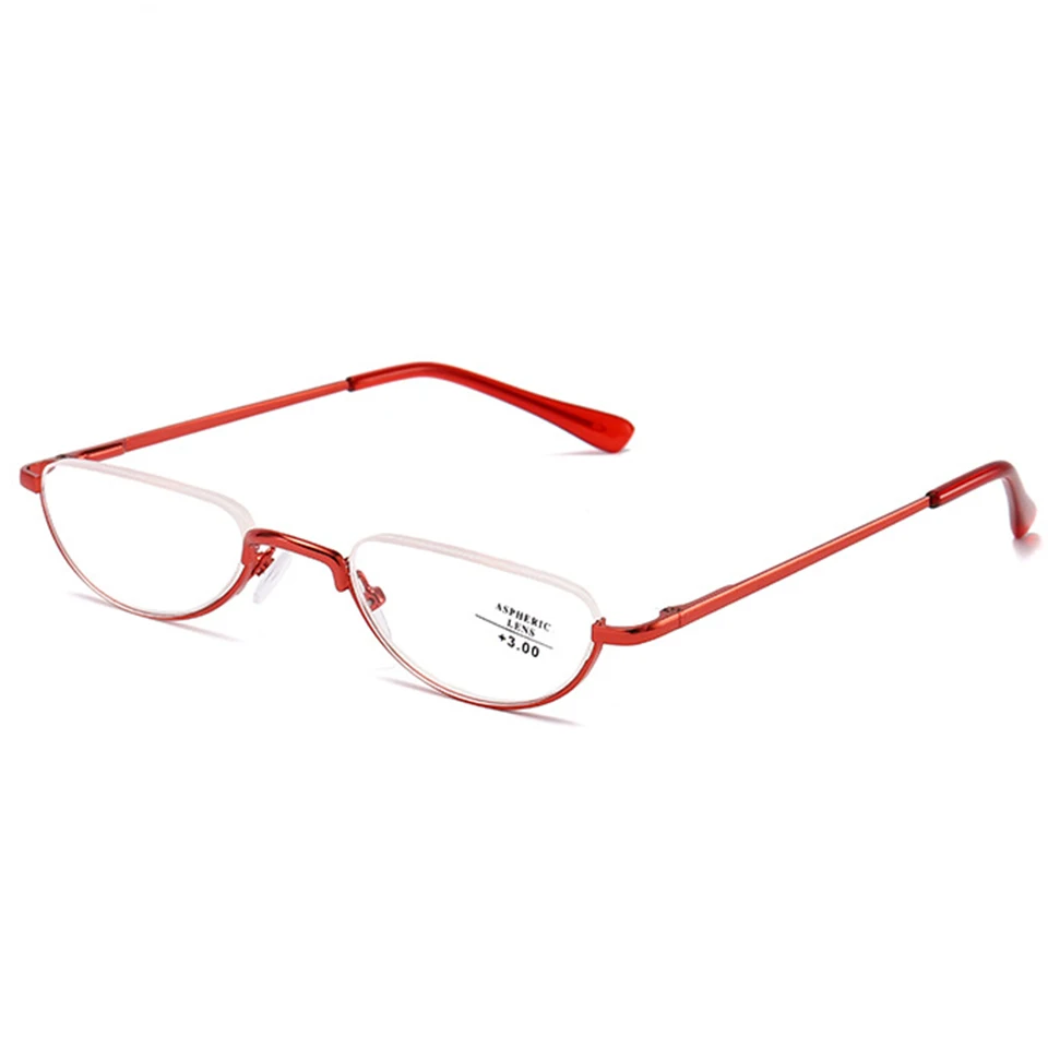 Ультралегкие металлические очки для чтения с полуоправой, унисекс, портативные бизнес очки для пресбиопии с диоптриями+ 1,00+ 1,50+ 2,00+ 2,50+ 3,00 - Цвет оправы: c3