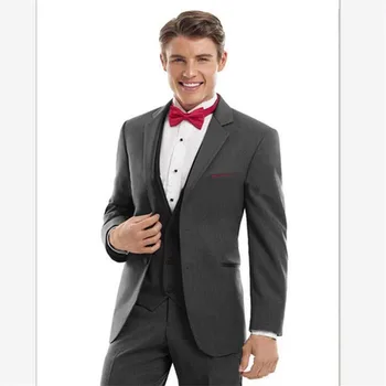 

New Classic Men’s Suit Smolking Noivo Terno Slim Fit Easculino Evening Suits For Men Dark Gray Two Buttons Groom Tuxedos Groomsm