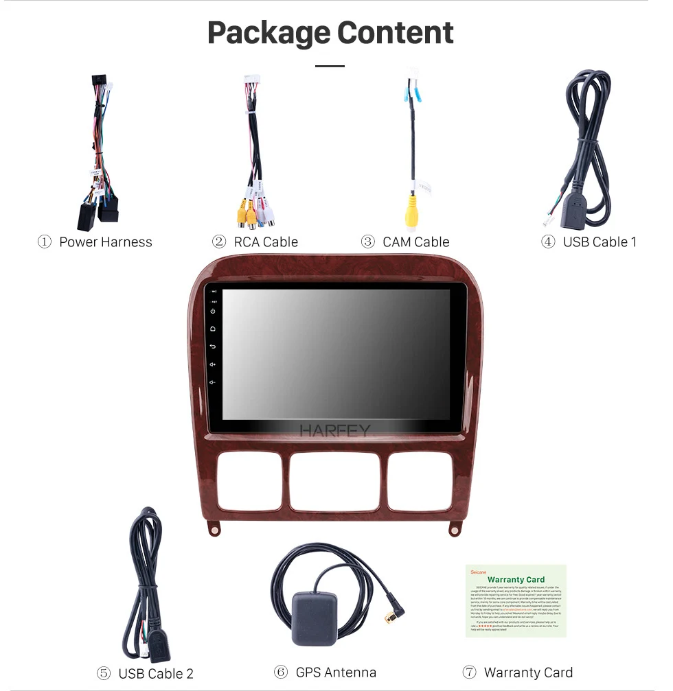 Flash Deal Harfey 2Ddin 9" HD Android 8.1 GPS Car Stereo Player WIFI For Mercedes Benz S Class W220 S280 S320 S350 S400 S430 S500 1998-2005 15
